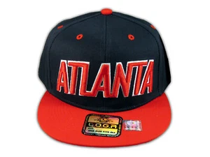 Atlanta Snapback Black Red Baseball Adjustable Hat Cap Flat Bill - Picture 1 of 4