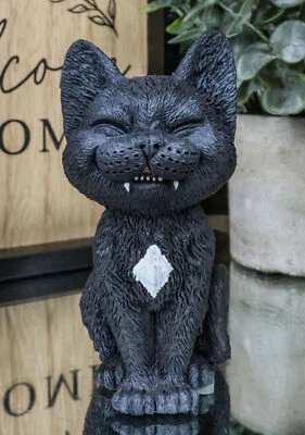 Ebros Sinister TeeHee Pets Grinning Black Cat Figurine 4"Tall Wild Kitten Statue - Image 1 of 4