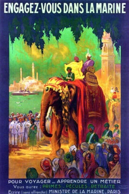 PÓSTER REPRO DE COLECCIÓN ENGAGEZ-VOUS DANS LA MARINE PARIS TRAVEL ELEPHANT INDIA Foto 1 de 3