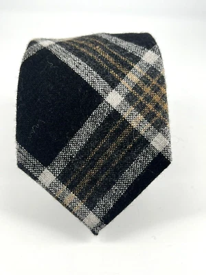 Мужской галстук Merona Target коричневый черный клетчатый галстук шерстяная акриловая смесь новый с Ярлыками - Изображение 1 из 4