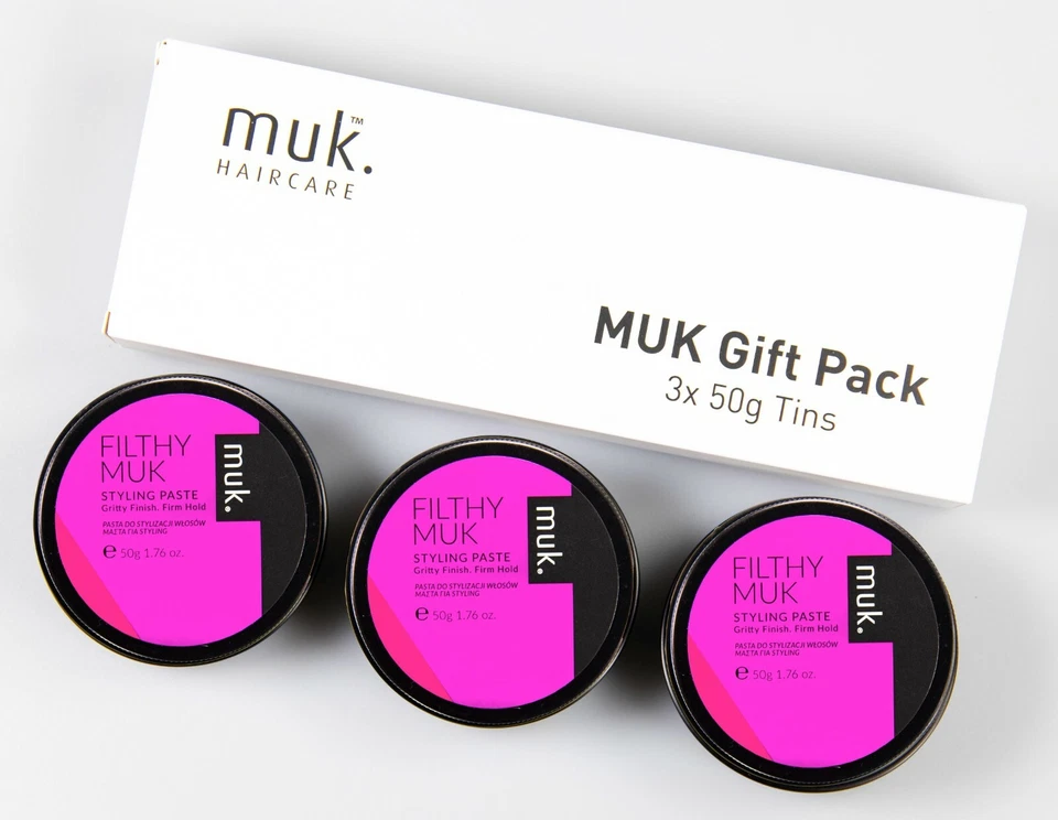Filthy Muk Triple Hair Wax Gift Pack 3x Tins of 50g Firm Hold Paste (£7.32 each) - Image 1 of 1
