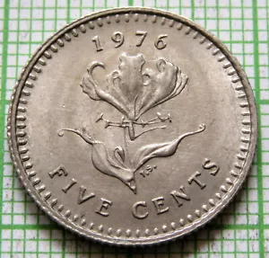 RHODESIA Zimbabwe 1976 5 CENTS, FLAME LILY FLOWER AUNC LUSTRE km# 13 - Picture 1 of 6