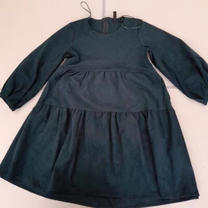 ZARA Dress Small Green Ladies 3/4 Sleeve Faux Suede Round Neck Midi - Picture 1 of 11