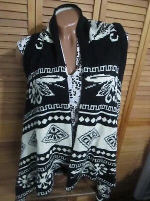 Ci Sono Cavalini Knit M L Sweater Vest Black Beige Open Front Cardigan - Image 1 of 4
