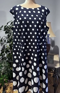 NWT London Times navy polk a dot dress . size 18 .Cute! - Picture 1 of 20