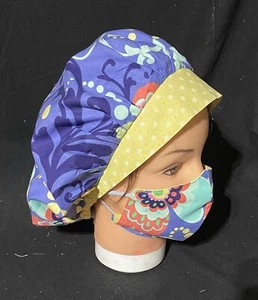 Scrub Hat With Matching Mask. Hat Is Adjustable And Has Buttons. - Picture 1 of 2