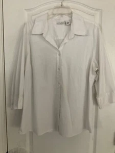 Kim Rogers Woman Button Up Shirt Size 1X White 3/4 Button Cuffs 134 - Picture 1 of 6
