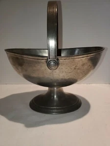 Arte Italica Handled Peltro Basket, Italian Handmade Pewter 8.5" x 6" x 9.5" - Picture 1 of 12