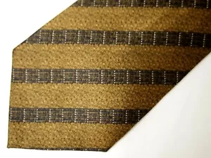 Vintage Benoit Florent Herren Krawatte Krawatte Gold Marineblau Gestreift 57" Karriere - Bild 1 von 4
