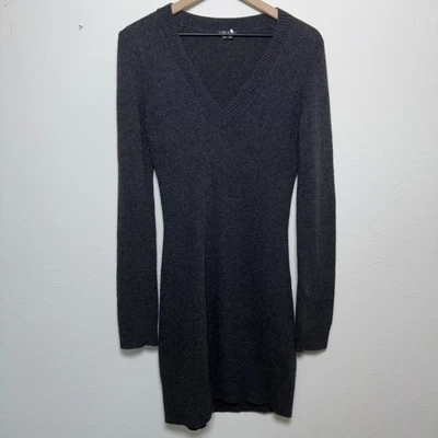 Theory Women 100% Wool Sweater Dress Medium Grey Long Sleeve Mini Holiday Party - Image 1 of 4