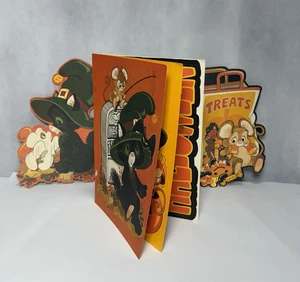 Vtg Hallmark 1970s Halloween 5 Die Cuts Blackie & Squeeky Cat Ghost Unpunched - Picture 1 of 12