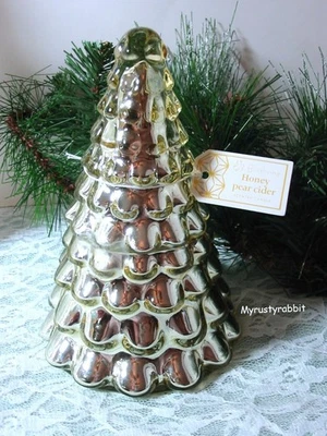 Vela de árbol de Navidad de vidrio de mercurio dorado - con tapa - miel pera sidra Blissliving Foto 1 de 4