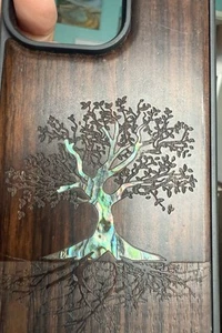 Wooden phone case with abalone shell For IPhone 14 Pro Max. - Picture 1 of 7