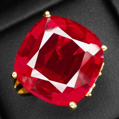 Blood Red Rubellite Tourmaline 20.70Ct 925 Sterling Silver 24K Gold Plated Rings Foto 1 de 4