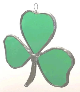 VTG Handmade Stained Glass Suncatcher Window Ornament Clover 4”x4” Copper Foil - Picture 1 of 4