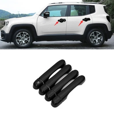 Cubierta de manija de puerta lateral exterior negra ABS para Jeep Renegade 2015-2019 2020 Foto 1 de 4