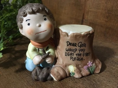Figura De Colección Enesco Dear God Would You Light The Fire Please Dear God Kids 1982 Foto 1 de 4
