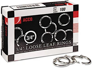 Anelli Libro Acco Metallo 3/4" Diametro 100 Anelli/Scatola 72201 - Foto 1 di 1