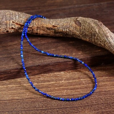 Natural 3mm Lapis Lazuli Tiny Beads Choker Tiny Beads Healing Reiki Necklace - Image 1 of 3