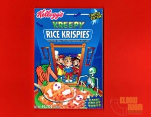 Espeluznante Arroz Crispies Vintage Caja Arte 2x3" Nevera/Armario Imán Halloween - Imagen 1 de 2