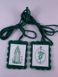 GREEN SCAPULAR The Immaculate Heart of Mary PACK OF TWO - Picture 1 of 3