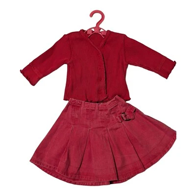 Mothercare Baby девочки юбка комплект красный длинным рукавом Топ джинсы наряд 6/9 месяцев  - Изображение 1 из 4