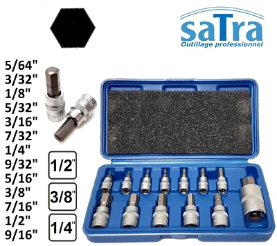 Jeu d'embouts 6 pans BTR Allen Hexagonal HEX Pouces/Inches sur douille SATRA