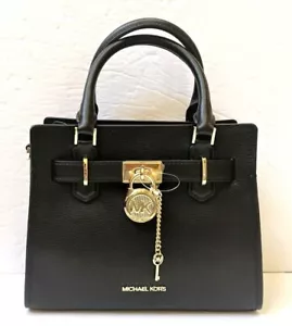 BORSA A TRACOLLA PICCOLA MICHAEL KORS HAMILTON IN PELLE NERA CON CIOTTOLI - Foto 1 di 14