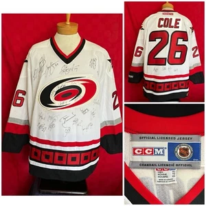 RARE 2009 Carolina Hurricanes TEAM SIGNED #26 Erik Cole NHL Hockey Jersey SEWN - Picture 1 of 24