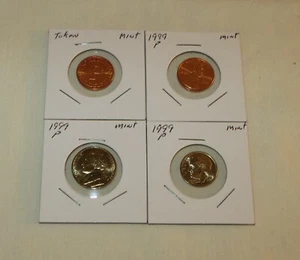 4-Uncirculated mint coins 5P13-16, 1999 Penny, Nickel, Dime, Token from mint set - Picture 1 of 4