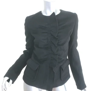 Thakoon Ruffle Jacket Black Wool-Angora Size 6 - Picture 1 of 8