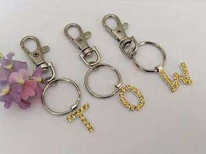 Rhinestone Alphabet/ Initial Keyring Citrine Ideal Gift 17mm Gift Bag Post Free - Picture 1 of 8