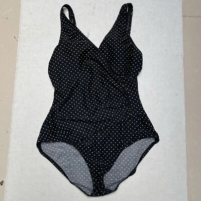 Traje de baño Jantazen de una pieza para mujer 14 lunares envoltura sintética negro blanco playa Foto 1 de 4