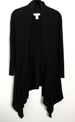 Kenar 女式开衫针织开襟层叠前罗纹黑色 - L 码 — 第 1/4 张图片