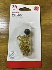 Beaded Pull Switch Chain 3ft. Brass Finish Wooden Ball GE 54433. Gold. New 