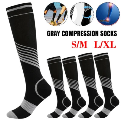 Compression Socks For Men & Women Varicose Veins Anti-Fatigue Flight Running - Image 1 of 4