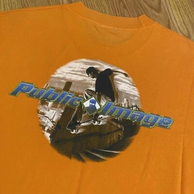 VINTAGE SKATEBOARD T-SHIRT 90’S STREETWEAR VTG SKATE TEE GRUNGE Y2K PUBLIC IMAGE - Image 1 of 4