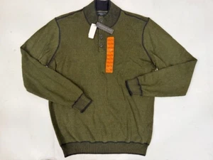 Kenneth Cole Men's 100% cotton buttoned-Neck Jumper Size XXL Olive Green - Picture 1 of 1