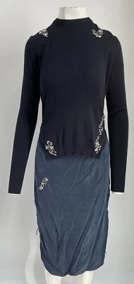 Suéter Altuzarra Azul Marino Adornado + Vestido Combo de Gamuza Imitación Manga Larga talla 40 Foto 1 de 4