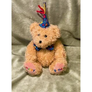 Vintage Ty 7" bestickt Happy Birthday Beanie Bär (2005), nicht mehr produziert - Bild 1 von 4