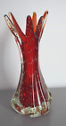 Vase Rouge Bullée Verre de Murano Italie 1970