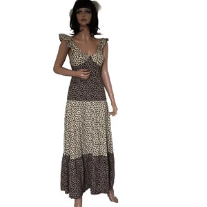 De Colección Años 70 Sujetador Ajustado Cote de Azure Vestido Floral Pradera Maxi Boho 36" 10 12 - Imagen 1 de 15