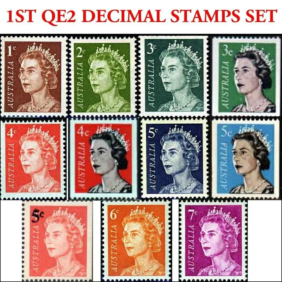 1966 Australia Full MNH Stamps Set 11x Queen Elizabeth 1st Decimal Series issued - Image 1 of 1
