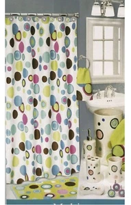 NEU Duschvorhang Stoff Kaugummi 70" x 72" beliebte Bad bunte Kreise - Bild 1 von 2