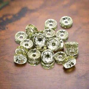 Cuentas espaciadoras de piedra del Rin peridoto de 8 mm 100 piezas - Imagen 1 de 8