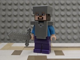 LEGO Steve Minifigure w/ Armor - 21161 21131 21118 21126 MINECRAFT Crafting Box