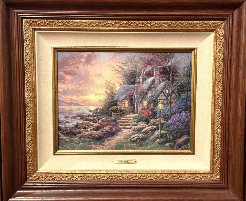 Thomas Kinkade, lienzo mejorado "Seaside Hideaway", SN LTD 568/2450, CERTIFICADO DE AUTENTICIDAD! Foto 1 de 4