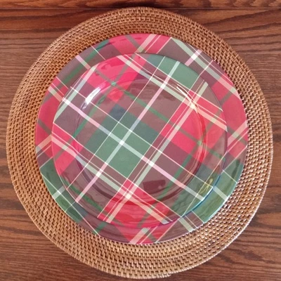 Tommy Bahama TARTAN Platos de Cena y Ensalada de Melamina, Juego de 4 cada uno Foto 1 de 4