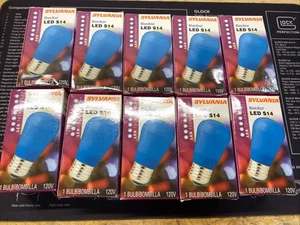 10 Sylvania LED S14 Blue Light Bulb Indoor Outdoor - Picture 1 of 4
