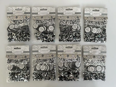 (8) PACK TRIPLE Confeti True Love Boda Brillo Mesa Decoraciones Negro Blanco Foto 1 de 4